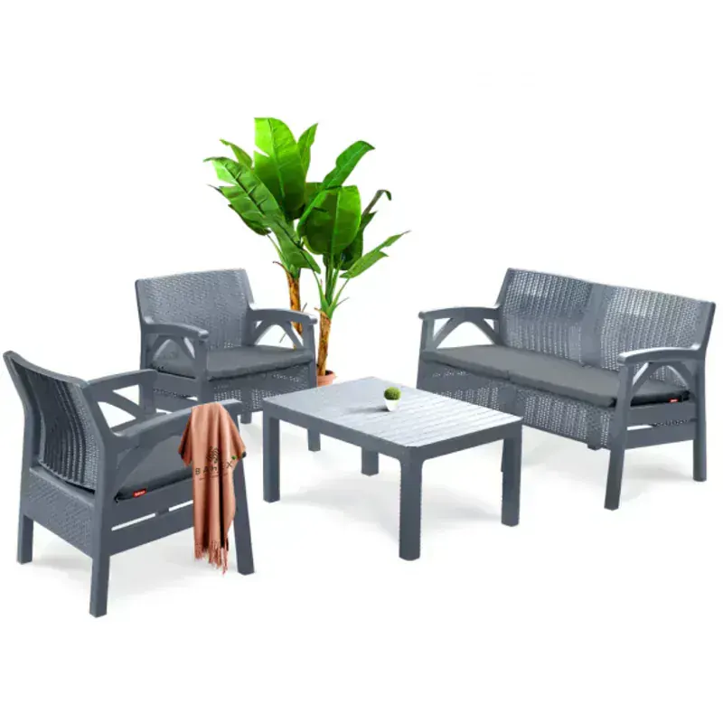 Belderia Lüks Rattan Balkon Oturma Grubu